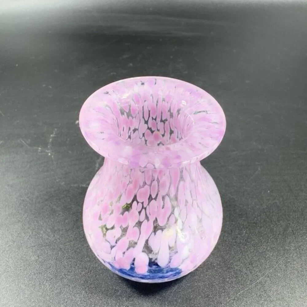 Kosta Boda Sweden‎ Hand Blown Small Mini Vase Vessel Multicolor Speckled Signed